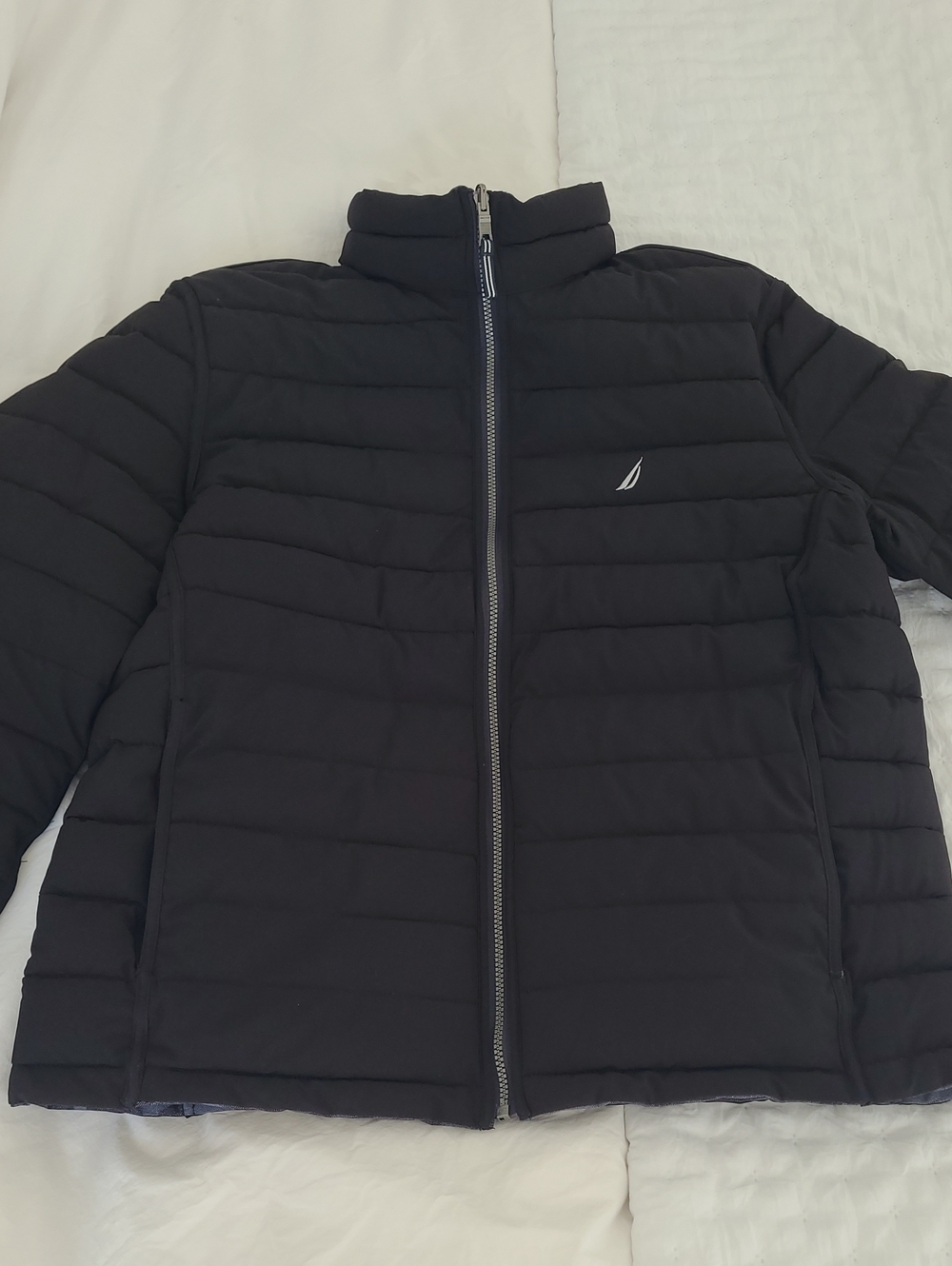 Nautica Men's Reversible Quilted Puffer Jacket - Black & Grey Camo - Size XL